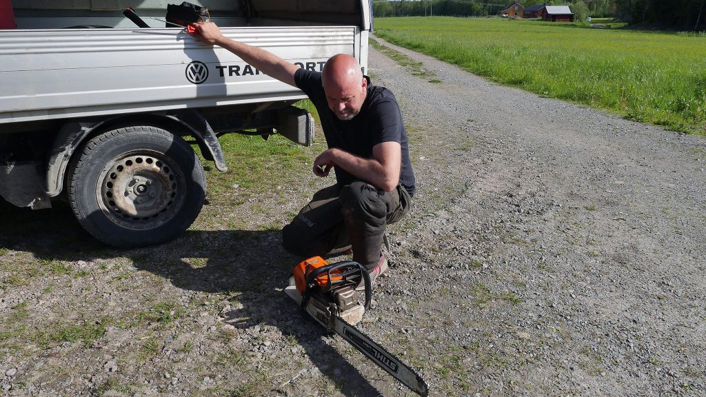 Lars-Erik with the test saw Stihl MS 500i